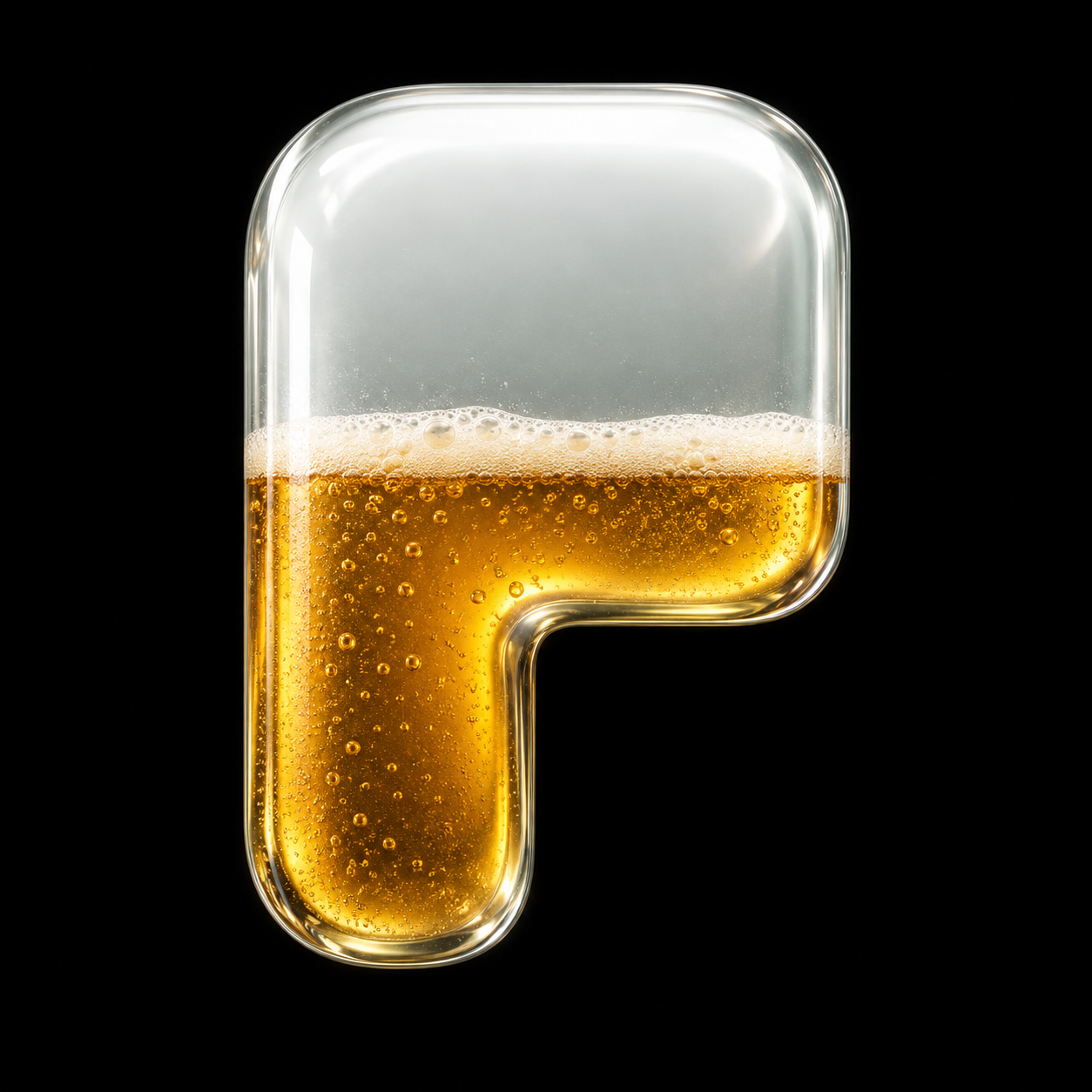 Glass P symbol half filled with beer